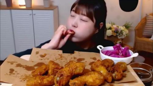 大胃王吃炸鸡视频,网友直呼过瘾